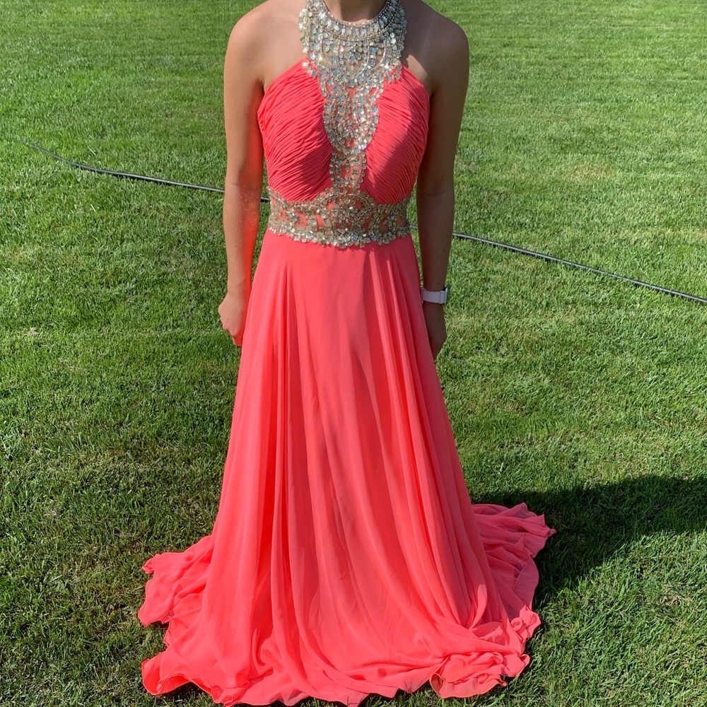 coral banquet dress